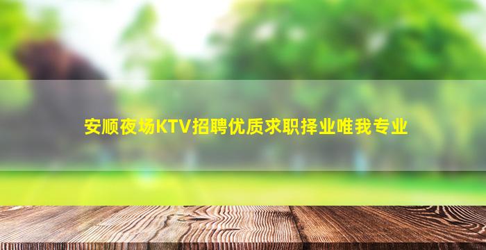 安顺夜场KTV招聘优质求职择业唯我专业